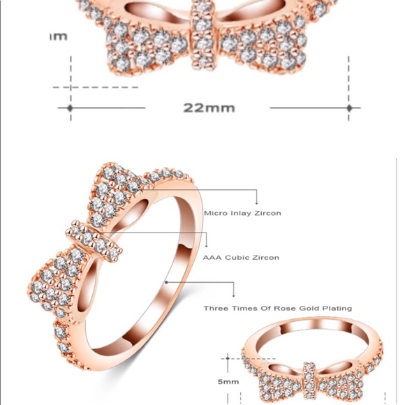 Rose Gold Pave Bow Ring - Picture 3 of 8